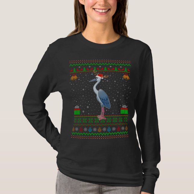 T-shirt Reindeer Santa Hat Correspondant Héron laide Oisea (Devant)