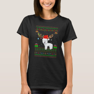 T-shirt Reindeer Santa Hat Correspondre Ugly Bichon Frise