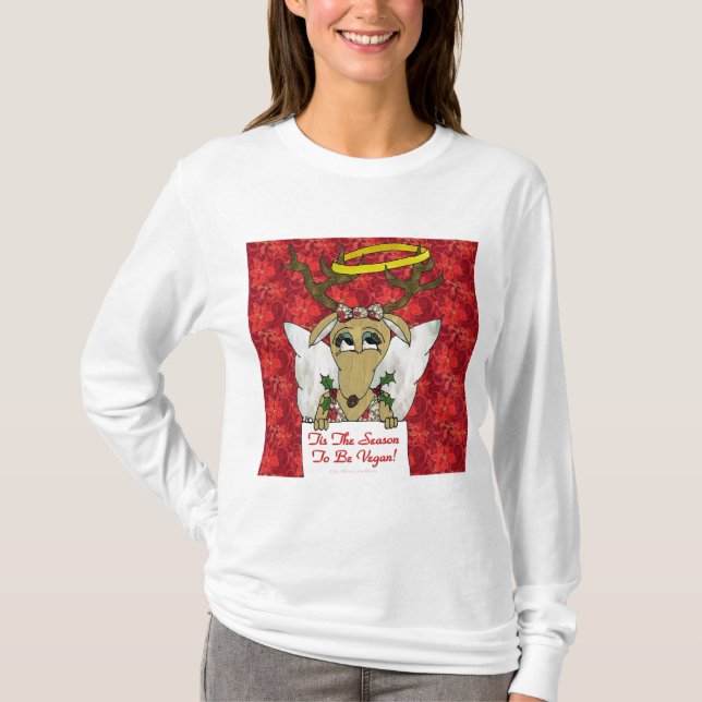 T-shirt Reindeer Tis the Season to be Vegan Cadeaux Vêteme (Devant)