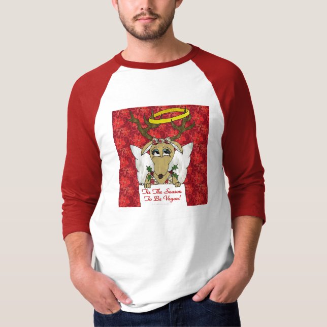 T-shirt Reindeer Tis the Season to be Vegan Cadeaux Vêteme (Devant)