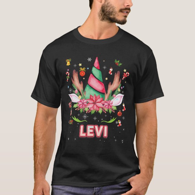 T-shirt Reindeer Unicorn Face Levi Christmas Mistletoe Orn (Devant)