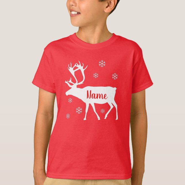T-shirt Reindeer Votre Nom Chemise de Noël (Devant)
