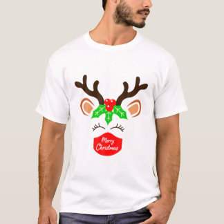 T-shirt Reindeer Wearing Mask Christmas 2021 Matching Fami