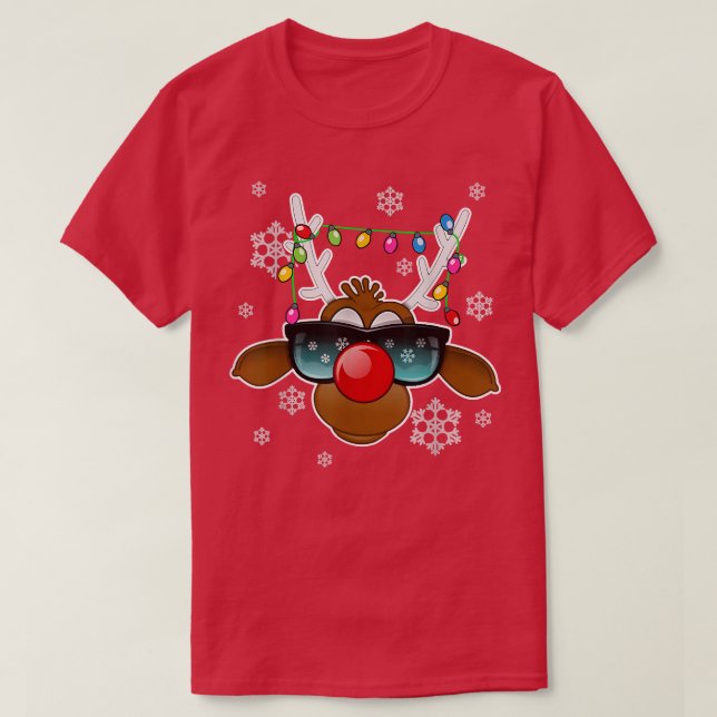 T-shirt Reindeer Xmas Lunettes de soleil Famille Merry Chr (Design devant)