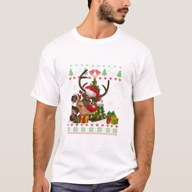 T-shirt Reinder Amoureux des chiens Père Noël (Devant)