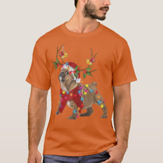 T-shirt Reinder Chien Noël Lumière Noël Noël Chapeau Noël