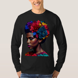 T-shirt Reine africaine abstraite belle femme noire origam
