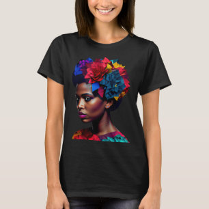 T-shirt Reine africaine abstraite belle femme noire origam