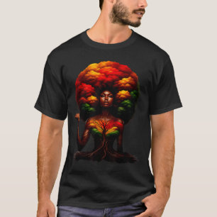 T-shirt Reine Afro Femme Noire Racines Africaines Mélanine