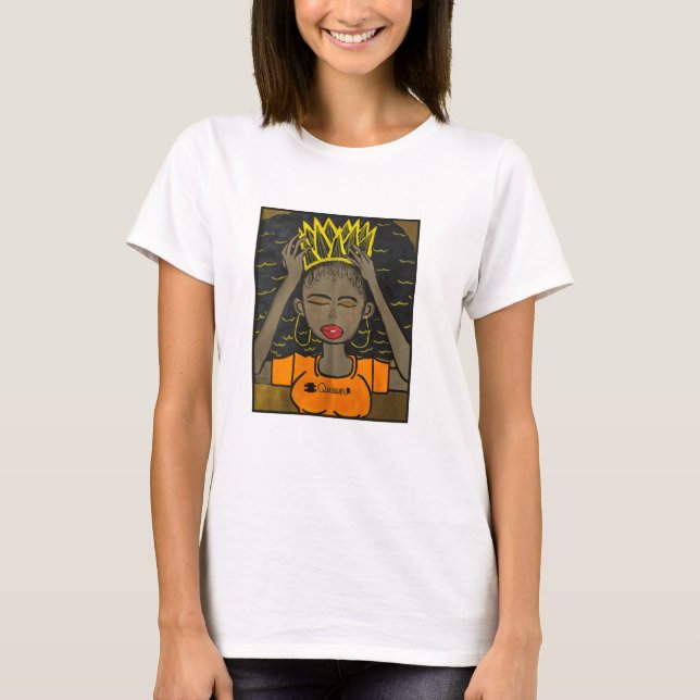 T-shirt Reine avec Afro de la Couronne #queen (Devant)