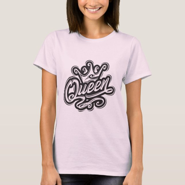 T-shirt Reine avec couronne, conception de la typographie (Devant)