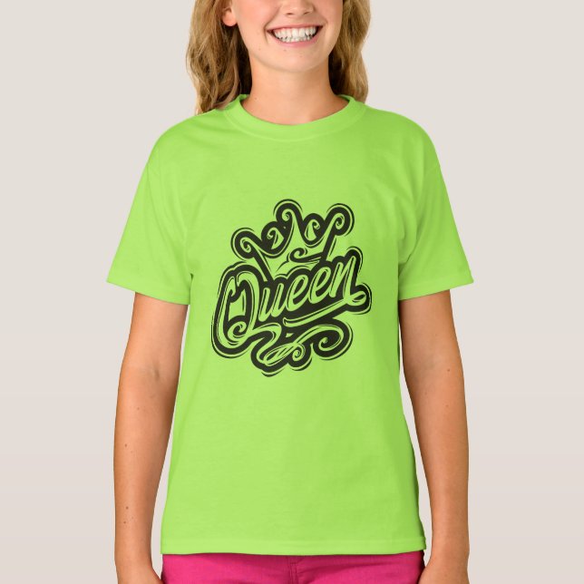 T-shirt Reine avec couronne, conception de la typographie (Devant)