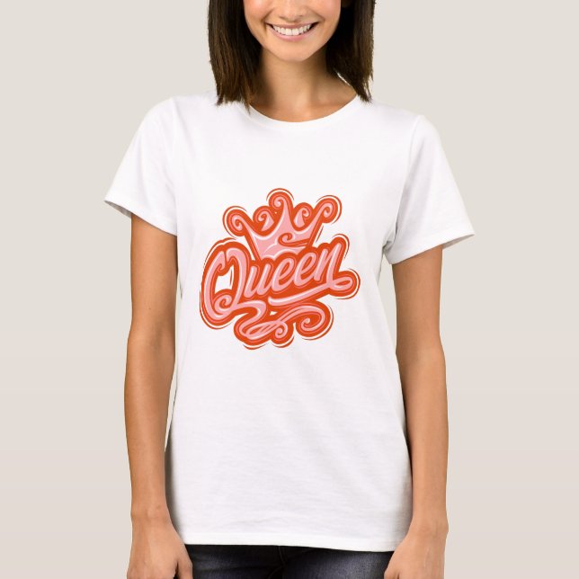 T-shirt Reine avec couronne, conception de la typographie (Devant)