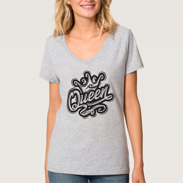 T-shirt Reine avec couronne, conception de la typographie (Devant)