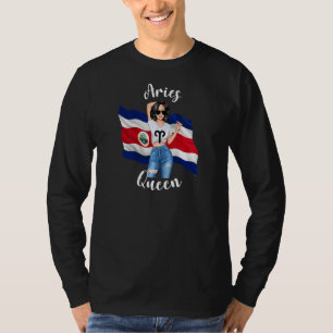 T-shirt Reine Bélier Femmes Du Costa Rico Drapeau Costaric