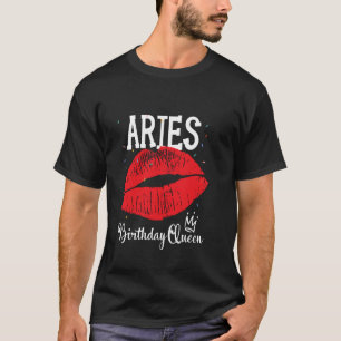 T-shirt Reine Bélier Lèvres Rouges Zodiaque Anniversaire F