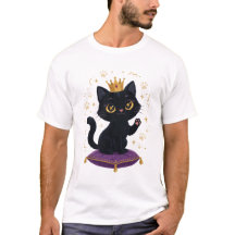 Reine Chat Noir Cadeau Amateur de Chat Couronne Ro
