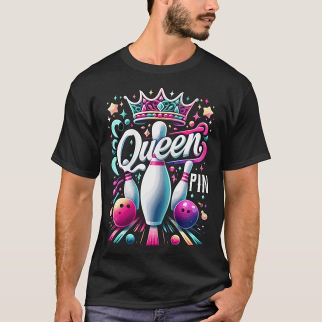 T-shirt Reine Chemise à noeud Joueuse de quilles Ligue de  (Devant)