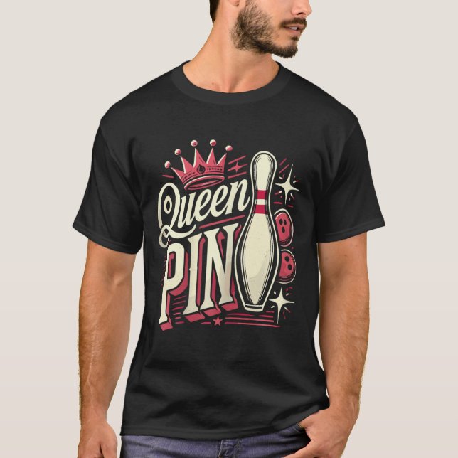 T-shirt Reine Chemise à noeud Joueuse de quilles Ligue de  (Devant)