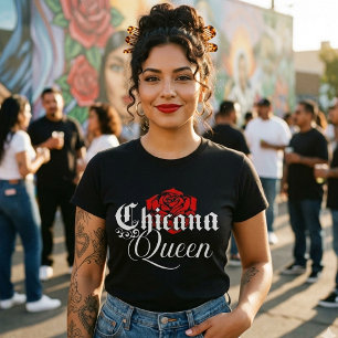 T-shirt Reine Chicana rose rouge