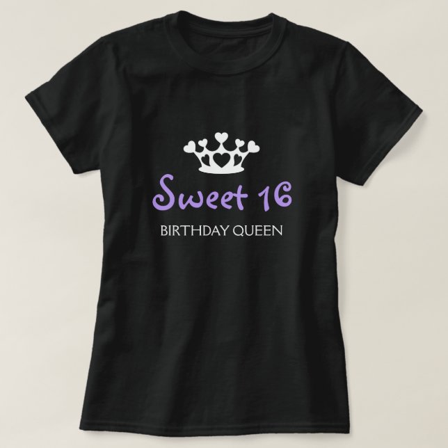T-shirt Reine d'anniversaire de sweet sixteen - pourpre (Design devant)