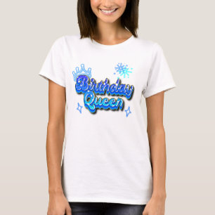 T-shirt Reine d'anniversaire Dégradé Bleu Graffiti 80s