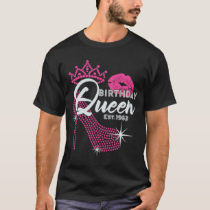 T-shirt Reine d'anniversaire Établi 1963 Joli Talon Rose A