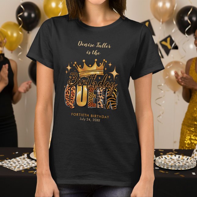 T-shirt Reine d'anniversaire Fun Leopard Quarante ans (Créateur téléchargé)