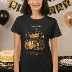 T-shirt Reine d'anniversaire Fun Léopard Soixante Ans