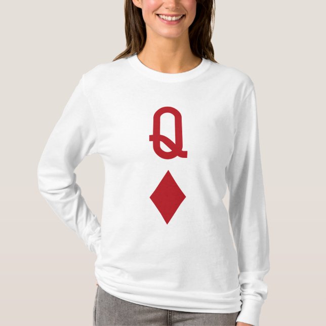 T-shirt Reine de carte de jeu rouge de diamants (Devant)