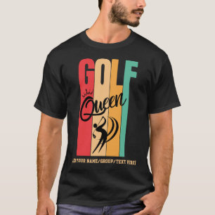 T-shirt Reine de GOLF pour femmes Couleurs Vintage Nom per