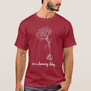 T-shirt Reine de janvier - Fleur de naissance Œillet Anniv