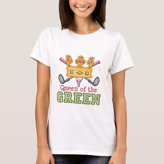 T-shirt Reine de la chemise du golf des femmes vertes (Devant)