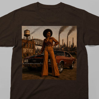 T-shirt Reine de l'âme des années 70 de Détroit Femme noir