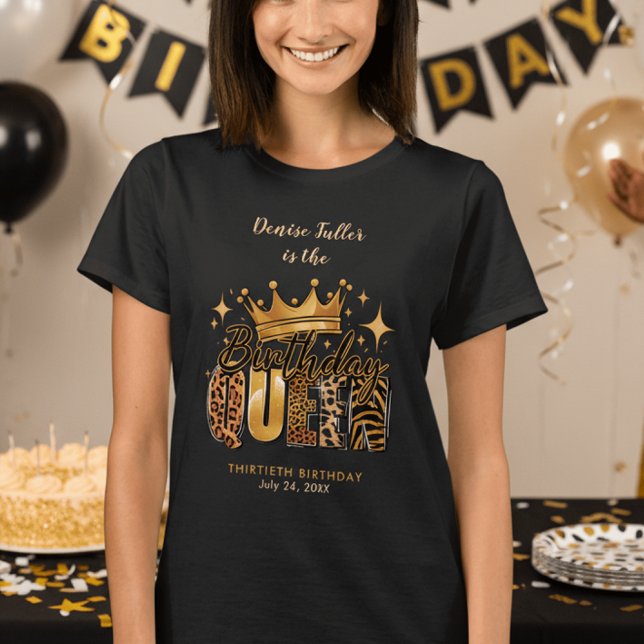 T-shirt Reine de l'anniversaire Fun Léopard Trente ans (Créateur téléchargé)