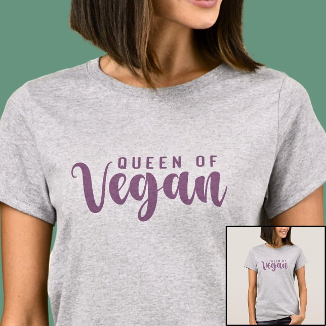 T-shirt Reine de Vegan rose sur Grey (Créateur téléchargé)