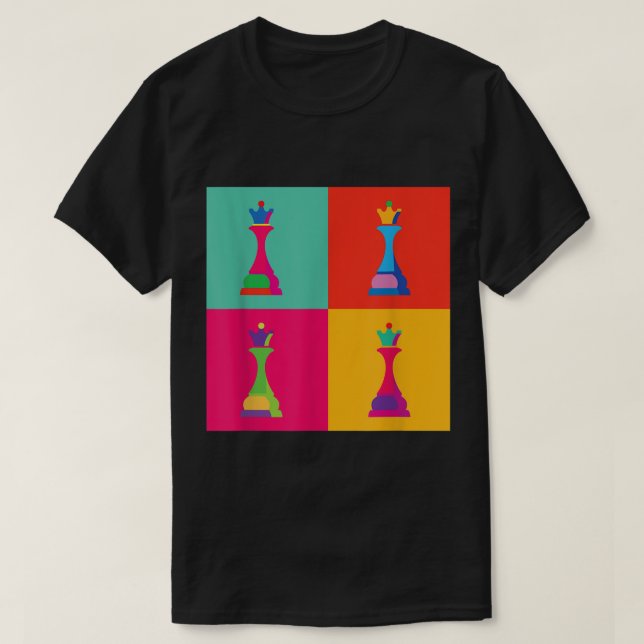 T-shirt Reine d'échecs Colorée Pop Art (Design devant)