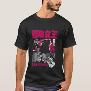 T-shirt Reine Des Chats Chat Monstre Noir Esthétique Vinta