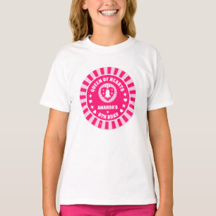 T-shirt Reine Des Coeurs Rose Rétro Anniversaire