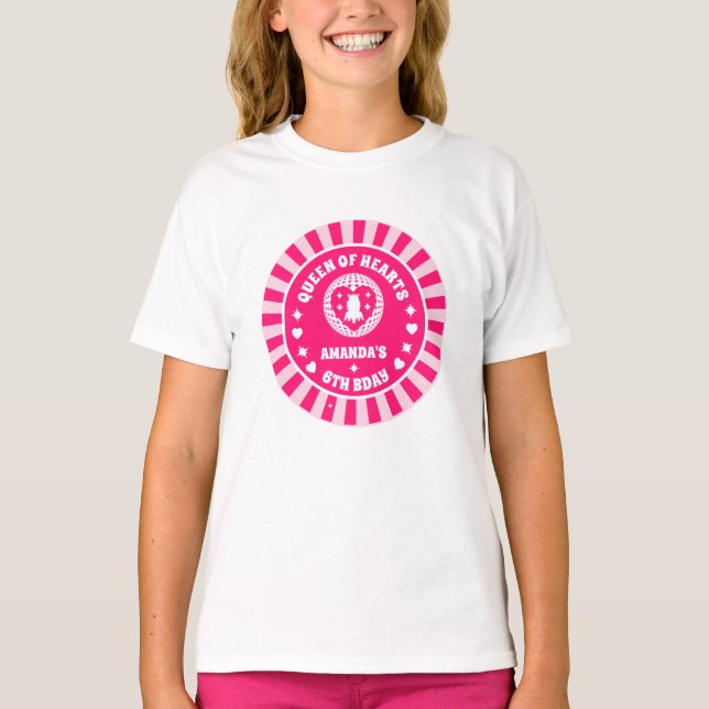 T-shirt Reine Des Coeurs Rose Rétro Anniversaire (Devant)