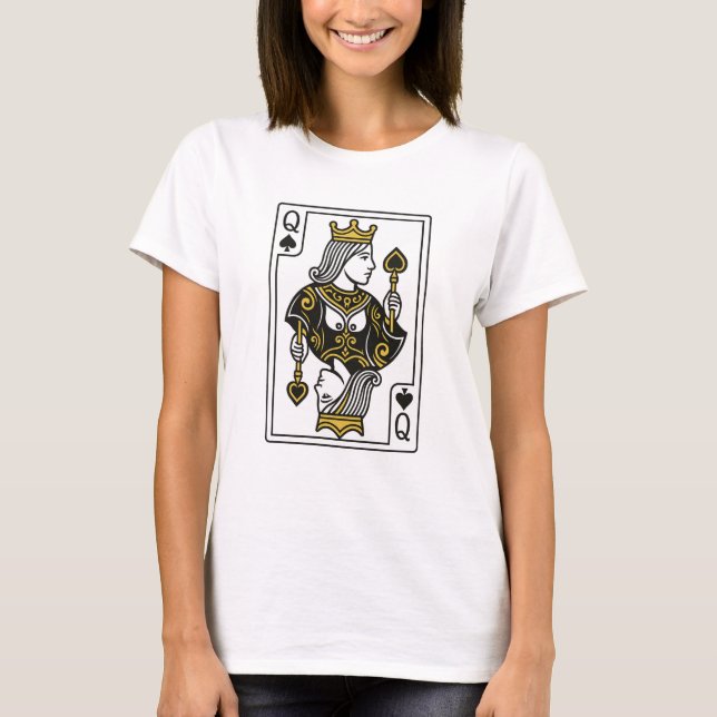 T-shirt Reine des pique — Noir et Or (Devant)