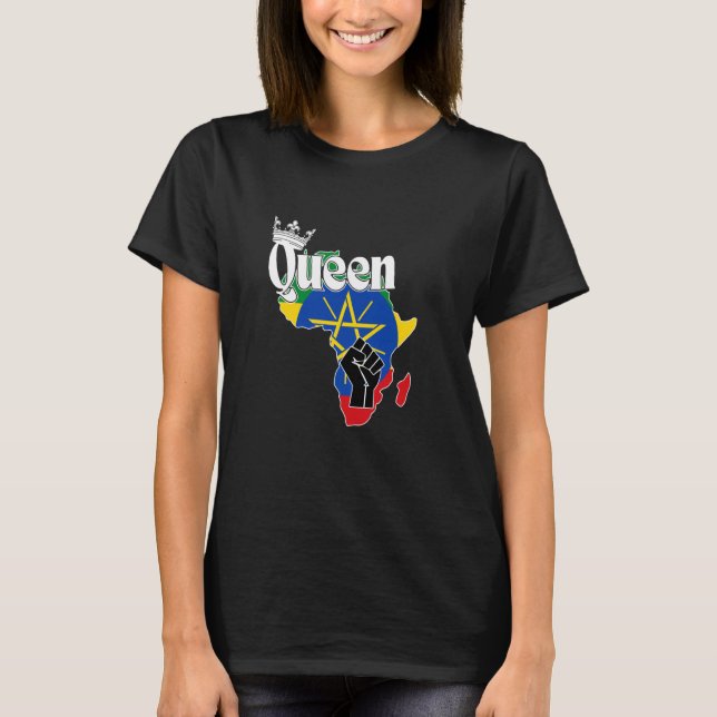 T-shirt Reine D'Éthiopie Avec Drapeau Éthiopien En Afrique (Devant)