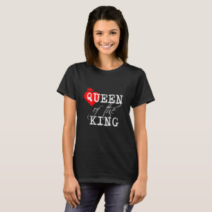 T-shirt Reine du roi coeur rouge et une couronne noir