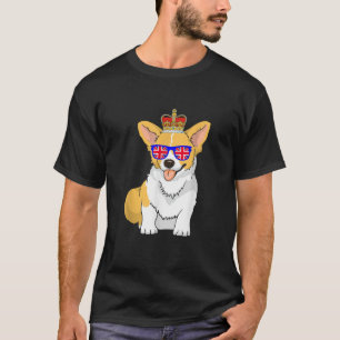 T-shirt Reine Elizabeth II Lunettes de soleil Chien Corgi