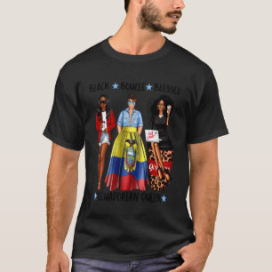 T-shirt Reine Équatorienne bénie Bougee noire Drapeau de l