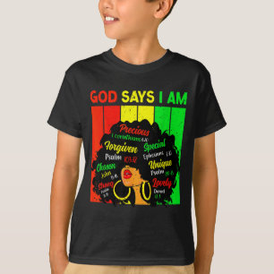 T-shirt Reine fille noire féminine dieu dit suis melanine