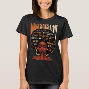 T-shirt Reine Fille Noire Femme Dieu Dit Je Suis Mélanine 