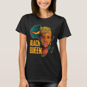 T-shirt Reine Noire Afro Mélanine Femmes Africaines Histoi