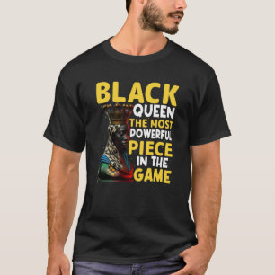 T-shirt Reine noire féminine la plus puissante des échecs