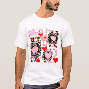 T-SHIRT REINE ROUGE ET ROSE D'ART DE CASINO DE COEURS